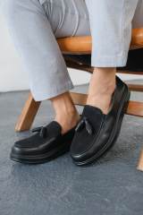 Marsetti Herren Schwarz Slip-On Casual Dicke Sohle Orthopädische Loafer Schuhe
