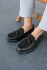 Marsetti Erkek Siyah Bağcıksız Günlük Kalın Taban Ortopedik Loafer Ayakkabı 3