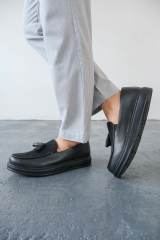Marsetti Erkek Siyah Bağcıksız Günlük Kalın Taban Ortopedik Loafer Ayakkabı 5