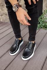 Marsetti Herren Schwarze Echtes Leder Dicke Sohle Schnür Orthopädische Schuhe 4