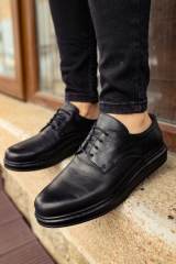 Marsetti Herren Schwarz Echtes Leder Dicke Sohle Schnür Orthopädische Schuhe
