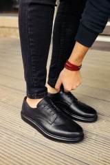 Marsetti Herren Schwarz Echtes Leder Dicke Sohle Schnür Orthopädische Schuhe 2