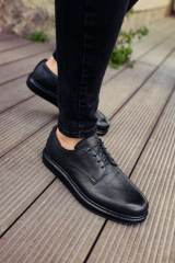 Marsetti Herren Schwarz Echtes Leder Dicke Sohle Schnür Orthopädische Schuhe 3