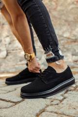 Marsetti Herren Schwarz Wildleder Casual Schuhe mit Dicker Sohle
