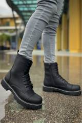 Marsetti Herren Schwarze Dicke Sohle Schnür Stiefel