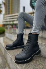 Marsetti Herren Schwarze Dicke Sohle Schnür Stiefel 2