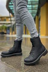 Marsetti Herren Schwarze Dicke Sohle Schnür Stiefel 3