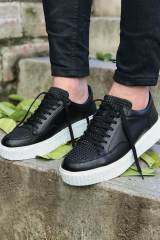 Marsetti Herren Schwarz Casual Dicke Sohle Orthopädische Schnür Schuhe 2