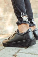 Marsetti Herren Schwarz Casual Schnür Dicke Sohle Orthopädische Schuhe 4
