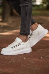 Marsetti Herren Weiße Freizeitschuhe mit Dicker Sohle und Schnürung 3