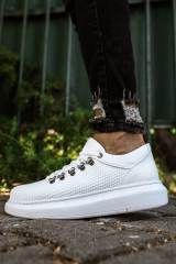 Marsetti Herren Weiße Freizeitschuhe mit Dicker Sohle und Schnürung 4