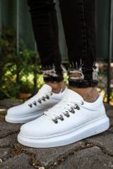 Marsetti Herren Weiße Freizeitschuhe mit Dicker Sohle und Schnürung 5