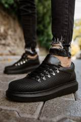 Marsetti Herren Schwarz Casual Dicke Sohle Orthopädisch Schnür Schuhe 5