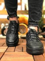 Marsetti Herren Schwarze Dicke Sohle Casual Schnür Schuhe 3
