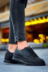 Marsetti Herren Schwarz Casual Dicke Sohle Orthopädisch Schnür Schuhe 2
