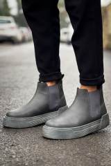 Marsetti Herren Anthrazit Chelsea Boots mit dicker Sohle und Gummizug 2