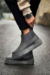 Marsetti Herren Anthrazit Chelsea Boots mit dicker Sohle und Gummizug 3