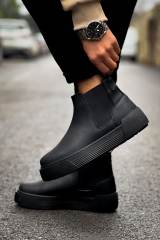 Marsetti Herren Schwarz Elastische Dicke Sohle Orthopädische Stiefel Schuhe