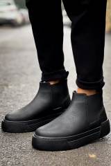 Marsetti Herren Schwarz Elastische Dicke Sohle Orthopädische Stiefel Schuhe 2