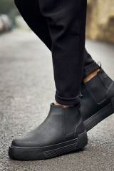 Marsetti Herren Schwarz Elastische Dicke Sohle Orthopädische Stiefel Schuhe 3