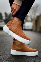 Marsetti Herren Cognac Textil Elastische Dicke Sohle Orthopädische Stiefel