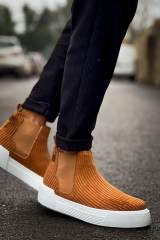 Marsetti Herren Cognac Textil Elastische Dicke Sohle Orthopädische Stiefel 2