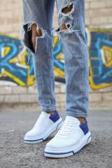 Marsetti Herren Weiß Navy Alltags Dicke Sohle Orthopädische Schnür Schuhe 3
