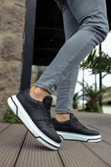 Marsetti Herren Schwarz Casual Dicke Sohle Orthopädisch Schnürschuhe 2