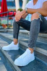 Marsetti Herren Weiß Casual Dicke Sohle Orthopädisch Schnür Sportschuhe 5
