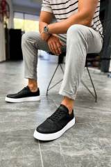 Marsetti Herren Schwarz Casual Schnür Dicke Sohle Orthopädisch Schuhe 2