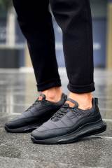 Marsetti Herren Schwarz Textil Casual Dicksohle Orthopädische Schuhe 1