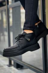 Marsetti Herren Schwarze Boots mit Dicker Sohle Schnürschuhe Orthopädisch 3