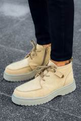 Marsetti Herren Beige Wildleder Dicke Sohle Orthopädische Schnür Boots 3