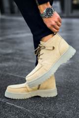 Marsetti Herren Beige Wildleder Dicke Sohle Orthopädische Schnür Boots 4