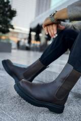 Marsetti Herren Braun Chelsea Boots mit Gummizug Dicke Sohle 2