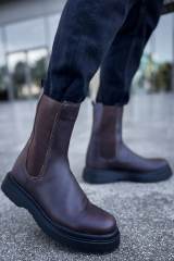 Marsetti Herren Braun Chelsea Boots mit Gummizug Dicke Sohle 3