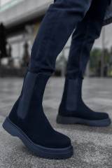 Marsetti Herren Schwarz Wildleder Dicke Sohle Elastisch Orthopädisch Stiefel