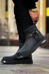 Marsetti Herren Schwarz Reißverschluss Dicke Sohle Orthopädische Stiefel 3