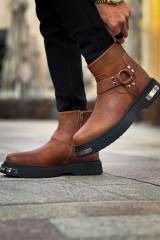Marsetti Herren Cognac Reißverschluss Dicke Sohle Orthopädische Boots 2