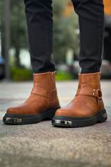 Marsetti Herren Cognac Reißverschluss Dicke Sohle Orthopädische Boots 3