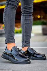 Marsetti Herren Schwarz Lackleder Dicke Sohle Freizeitschuhe 2