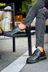 Marsetti Herren Schwarz Lackleder Dicke Sohle Freizeitschuhe 3