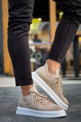 Marsetti Herren Beige Textil Casual Dicksohle Schnür Orthopädische Schuhe 3