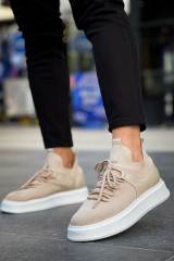 Marsetti Herren Beige Textil Casual Dicksohle Schnür Orthopädische Schuhe 4