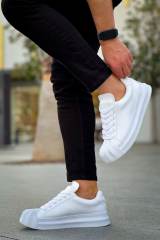 Marsetti Herren Weiß Casual Dicke Sohle Orthopädische Schnür Schuhe