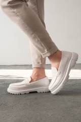 Marsetti Herren Weiß Schlupf Freizeit Dicke Sohle Loafer Schuhe 3