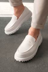 Marsetti Herren Weiß Schlupf Freizeit Dicke Sohle Loafer Schuhe 4