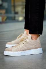 Marsetti Herren Beige Textil Casual Schnür Dicke Sohle Orthopädische Schuhe 2