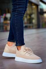 Marsetti Herren Beige Textil Casual Dicke Sohle Schuhe