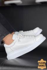 Marsetti Herren Weiß Echtes Leder Dicke Sohle Orthopädische Schnürschuhe 3
